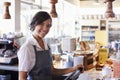 Portrait Of Female Employee Working At Delicatessen Checkout