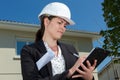 Portrait female engineer outdoors Royalty Free Stock Photo