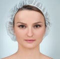 Woman face after plastic surgery. Anti-aging treatment and face lift. Royalty Free Stock Photo