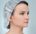 Woman before plastic surgery. Rhinoplasty. Anti-aging treatment and face lift. Royalty Free Stock Photo