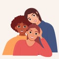 Portrait of female friends different skin colors