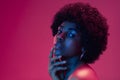 Portrait of female high fashion model in neon light Royalty Free Stock Photo