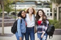 Portrait Of Female High School Students Outside College Buildings Royalty Free Stock Photo