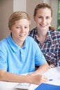 Portrait Of Female Home Tutor Helping Boy With Studies Royalty Free Stock Photo