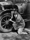 Portrait of female mechanic working Royalty Free Stock Photo