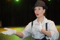 Portrait female mime artist acting Royalty Free Stock Photo