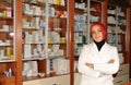 Portrait of a female pharmacist at pharmacy Royalty Free Stock Photo