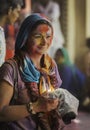 Portrait of a Female Photographer at Barsana Temple during Holi Festival,UttarPradesh,India