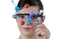 Portrait of female scientist holding molecular model Royalty Free Stock Photo