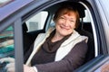 Portrait of female senior driver in car Royalty Free Stock Photo