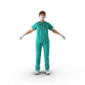 Portrait of female surgeon or nurse wearing protective uniform, isolated on white. 3D illustration Royalty Free Stock Photo