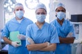 Portrait of female surgeon standing with arms crossed in operation room Royalty Free Stock Photo