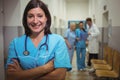 Portrait of female surgeon standing in corridor Royalty Free Stock Photo