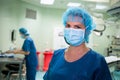 Portrait of a female surgeon standing in operation room Royalty Free Stock Photo