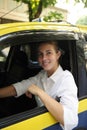 Portrait of a female taxi driver Royalty Free Stock Photo