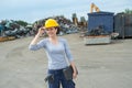 portrait female worker in scrap yard Royalty Free Stock Photo