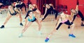 Portrait of females dancing zumba movements Royalty Free Stock Photo