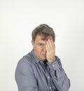 Portrait of fifty year old man showing emotions Royalty Free Stock Photo
