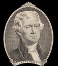 Portrait of first U.S. president Thomas Jefferson Royalty Free Stock Photo