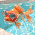 Portrait of fish relaxing in pool AI generated illustration