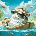 Portrait of fish relaxing in pool AI generated illustration