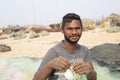 Portrait of a Fisherman in chandrabhaga,Konark, Odisha, India. Indian fishing