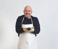 Portrait of a fishmonger holding Royalty Free Stock Photo