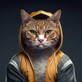 Portrait of a fitness athlete cat wearing sportswear By Generative AI