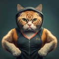 Portrait of a fitness athlete cat wearing sportswear By Generative AI