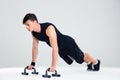 Portrait of a fitness man doing push ups Royalty Free Stock Photo