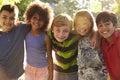 Portrait Of Five Children Having Fun Outdoors Together Royalty Free Stock Photo