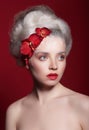 Portrait with flowers in her hair.