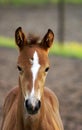 Portrait of a foal. Royalty Free Stock Photo