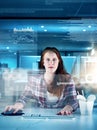 She is a human computer. Portrait of a focused young female programmer working on a computer in the office at work Royalty Free Stock Photo