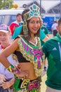 Portrait of football fans from Mexico in historical national Indian clothing