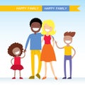 Portrait of four member of mixed race family posing together and happy smiling Royalty Free Stock Photo