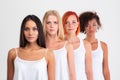 Portrait of a four serious women with colourful hair