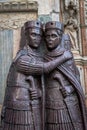 The Portrait of the Four Tetrarchs sculpture on the facade of St Mark`s Basilica Royalty Free Stock Photo