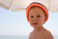 Portrait of four years boy on beach Royalty Free Stock Photo