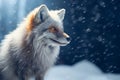 Portrait of a fox on a winter day with snowfall Royalty Free Stock Photo