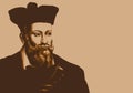 Portrait of the French astrologer and author, Nostradamus.