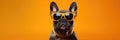 Portrait French Bulldog Dog With Sunglasses Orange Background Breed Standards For French Bulldogs, B