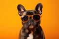 Portrait French Bulldog Dog With Sunglasses Orange Background Breed Standards For French Bulldogs, B