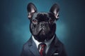 Portrait of a French Bulldog dressed in a formal business suit
