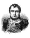 Portrait French Emperor Napoleon I Bonaparte in the old book The Essays in Newest History, by I.I. Grigorovich, 1883, St.