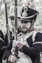 Portrait of a french napoleonic soldier in the platoon