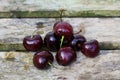 Portrait Of Fresh Dark Cherries