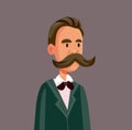 Portrait of Friedrich Nietzsche Vector Cartoon Illustration