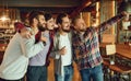 Portrait of friends at a bar pub.