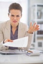 Portrait of frustrated business woman at work Royalty Free Stock Photo